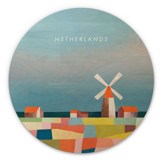 Holzbild Reise in die Niederlande - Rivers - Rund