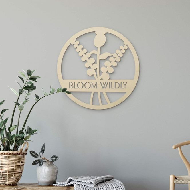 Holzdeko Pappel - Blumen im Kreis - Bloom Wildly