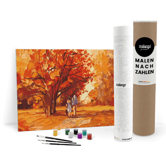 Malen nach Zahlen Leinwandbild - Herbstspatziergang