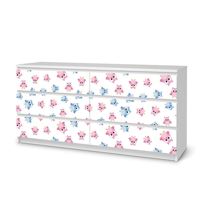 Möbelfolie IKEA Malm Kommode 6 Schubladen (breit) - Eulenparty- Bild 1