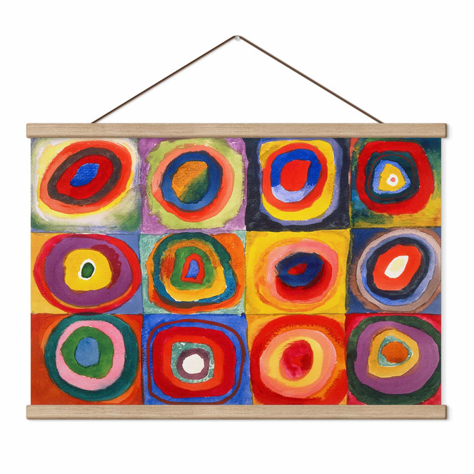 Stoffbild Farbstudie Quadrate und konzentrische Ringe - Kandinsky