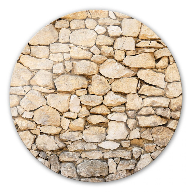 Glasbild Mauer 01 - rund