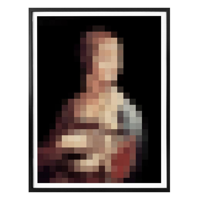 Poster Pixelart - da Vinci - Die Dame mit dem Hermelin