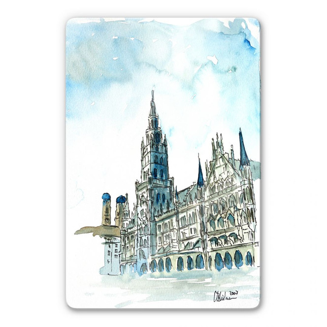 Glasbild Bleichner - Münchener Rathaus