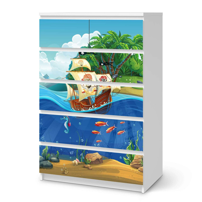 Möbel Klebefolie IKEA Malm Kommode 6 Schubladen (hoch) - Pirates- Bild 1