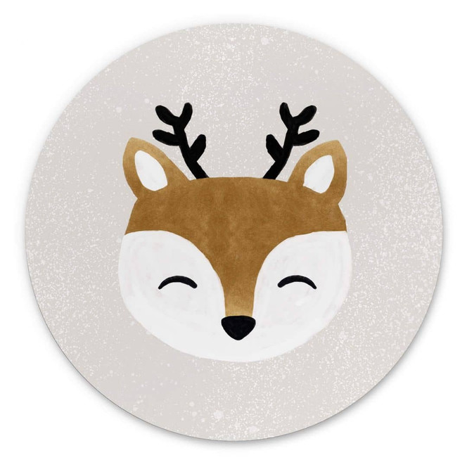 Wandbild Niedliches Rentier - Alu-Dibond Rund - Orara Studio