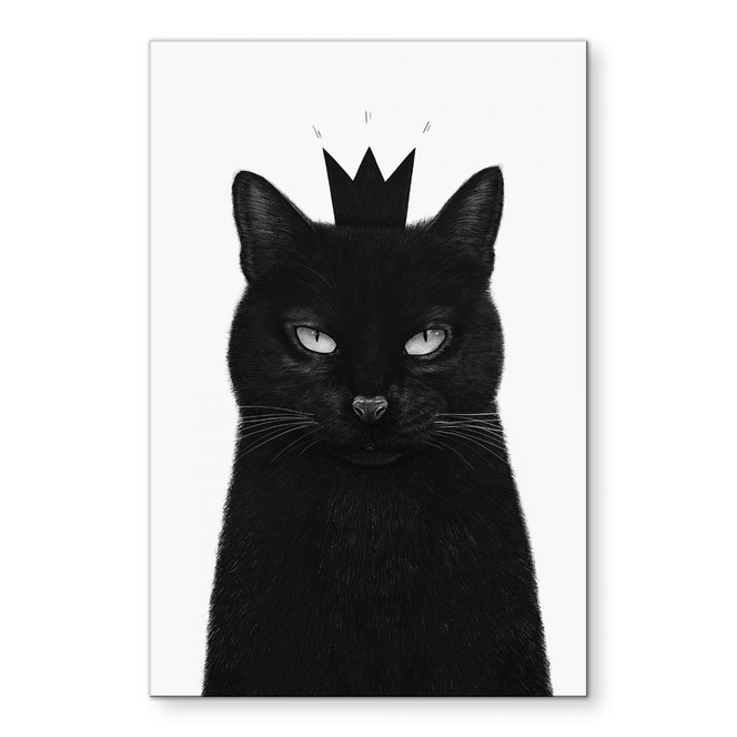 Wandbild Schwarze Katze mit Krone - Korenkova - Alu-Dibond