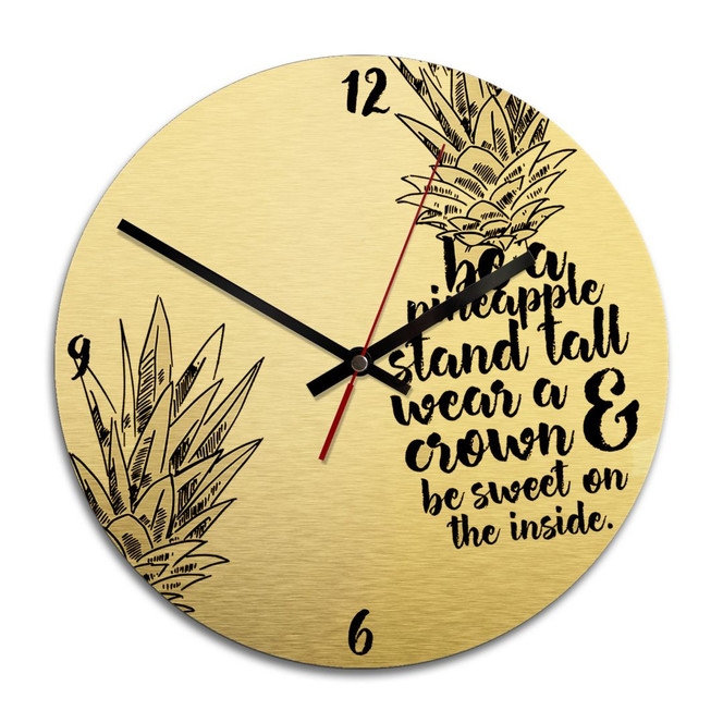 Wanduhr Alu-Dibond-Goldeffekt - Be a pineapple - Ø 28cm - Bild 1