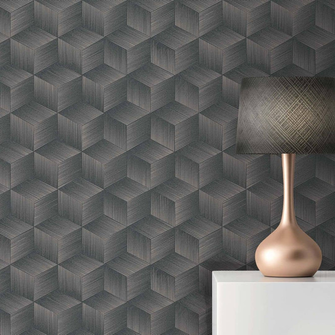 3D Tapete Nachhaltig - Vliestapete Grafisch von A.S. Création Schwarz Grau 385064