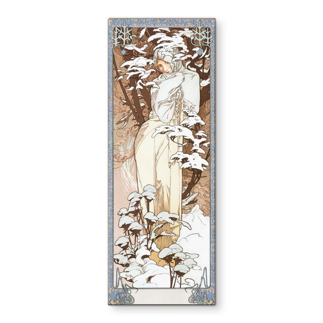 Glasbild Mucha - Jahreszeiten: Der Winter 1900