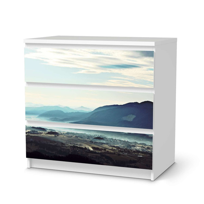 Klebefolie IKEA Malm Kommode 3 Schubladen - Fog Village- Bild 1