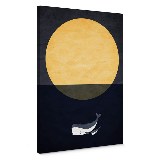 Leinwandbild Kubistika - Vollmond über dem Meer