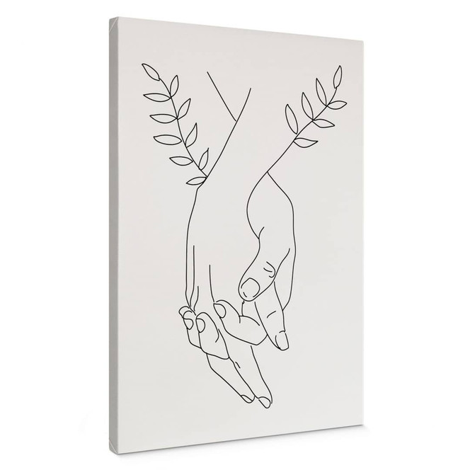 Leinwandbild Line Art - Liebespaar Händchen haltend - Lizde