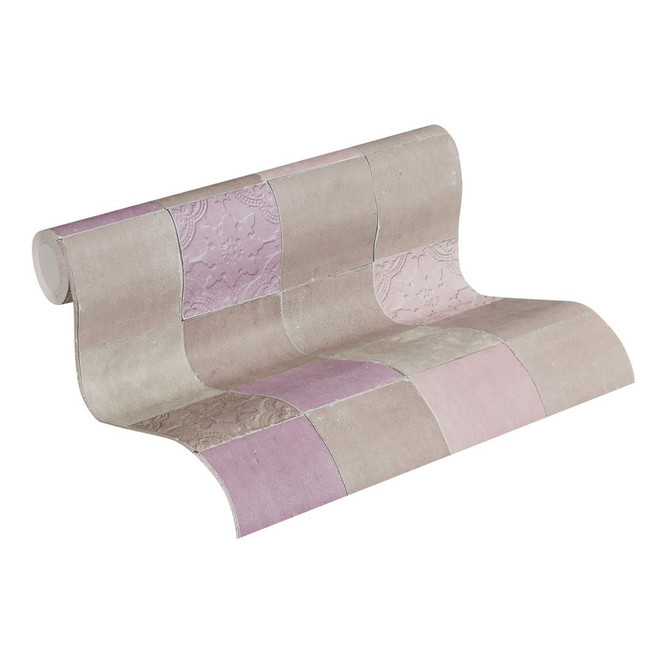 Livingwalls Vliestapete New Walls Finca Home Fliesentapete beige, grau, lila