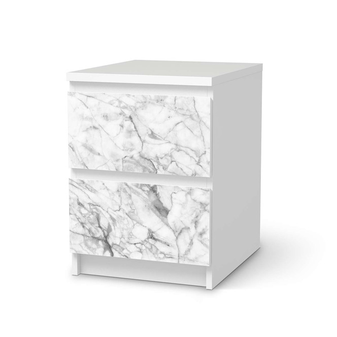 Möbelfolie IKEA Malm Kommode 2 Schubladen - Marmor weiss- Bild 1