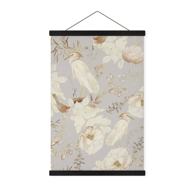 Stoffbild Vögel zwischen weissen Blumen - UN Designs