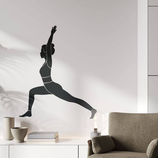 Wandtattoo Yoga Krieger Silhouette einfarbig