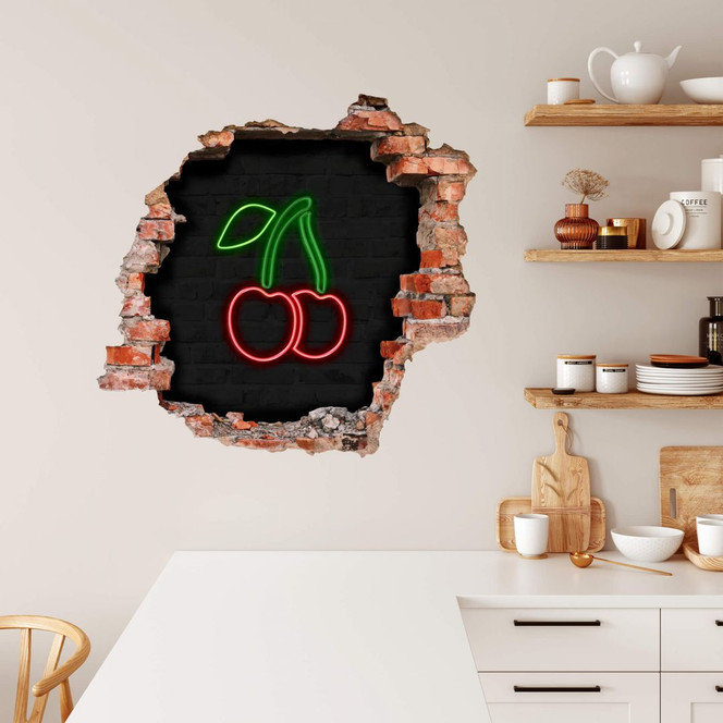 3D Wandtattoo Kirschen Neonlicht