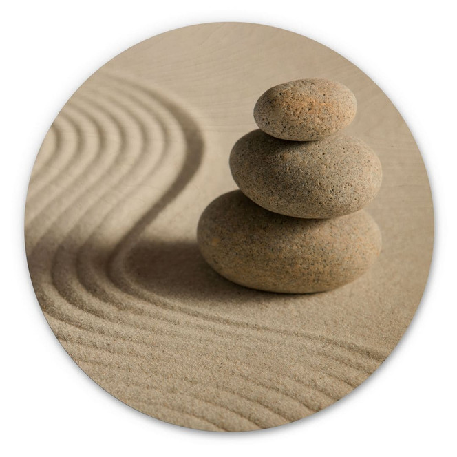 Holzbild Stone in Sand 2 - Rund - Bild - 1