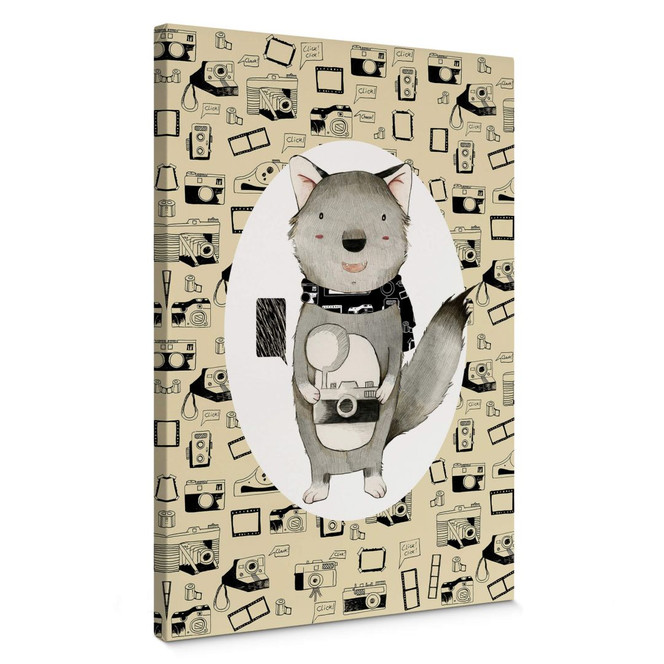 Leinwand Loske - Wolf mit Kamera