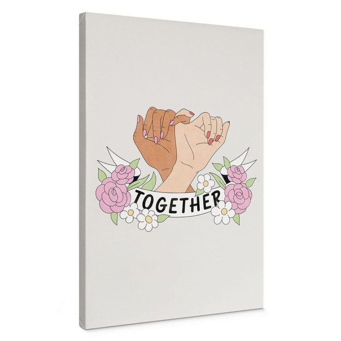 Leinwandbild Together Sisterhood Floral Hände