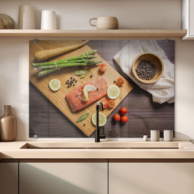 Spritzschutz Frischer Lachs