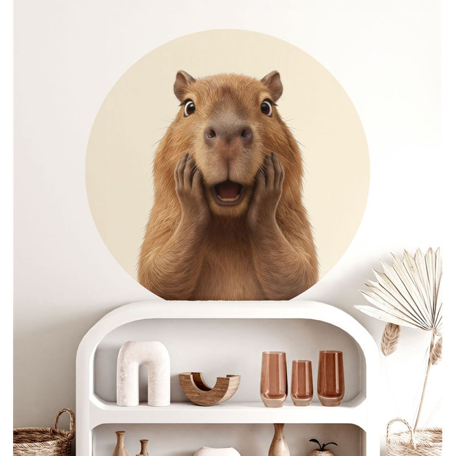 Wandtattoo Überraschtes Capybara - Rund