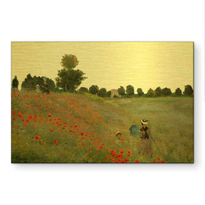 Alu-Dibond gebürstet mit Goldeffekt - Mohnfeld bei Argenteuil - Monet