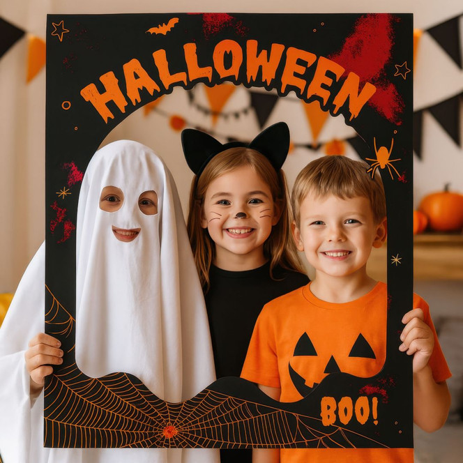 Fotorahmen Halloween mit Spinnennetz - personalisierbar