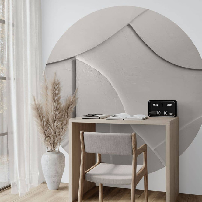 Fototapete Abstrakte Strukturen in sanftem Beige - Böhmer - Rund - Selbstklebend/Vlies