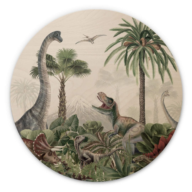 Holzbild Kikki Belle - Abenteuer der Dinos - Rund