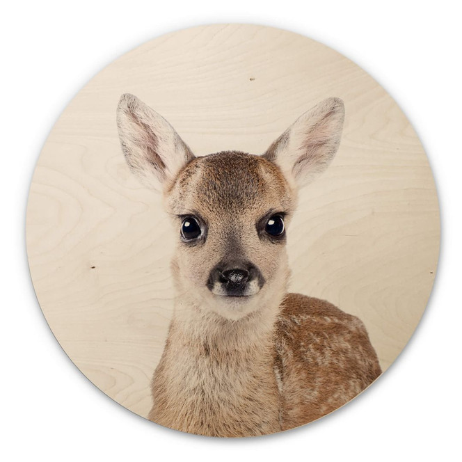 Holzbild Sisi & Seb - Rehkitz - Rund