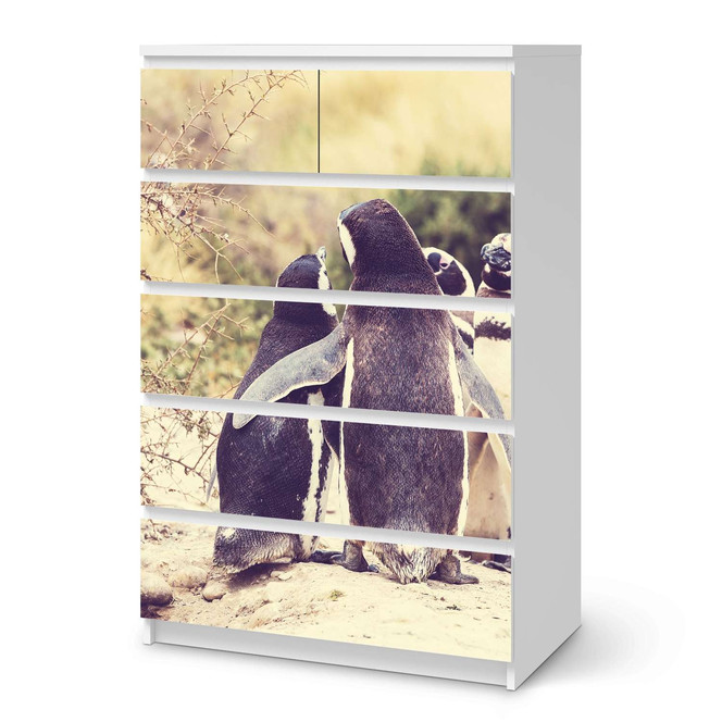Möbel Klebefolie IKEA Malm Kommode 6 Schubladen (hoch) - Pingu Friendship- Bild 1