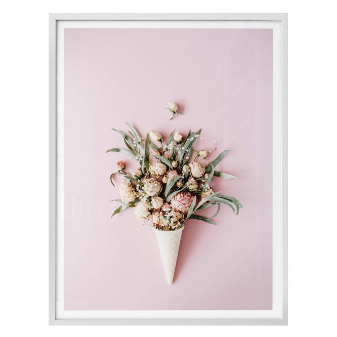 Poster Blüten in der Eistüte - rosa