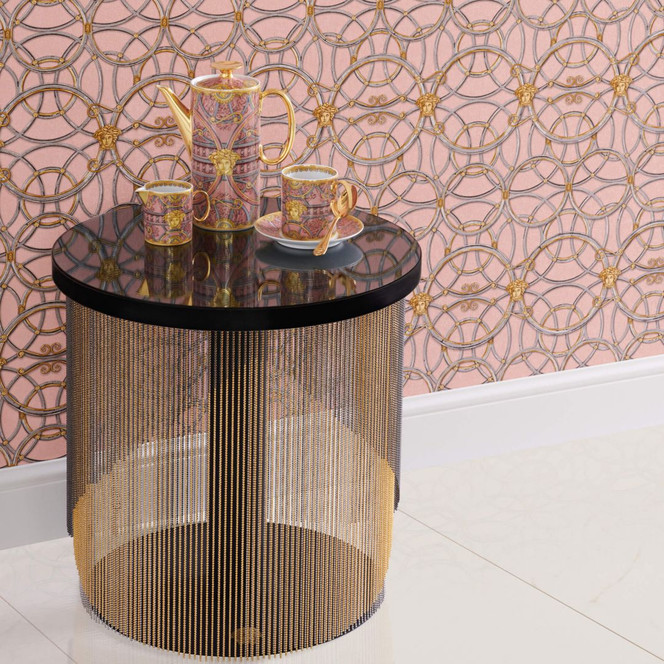 Versace wallpaper Vliestapete La Scala del Palazzo Tapete metallic, rosa