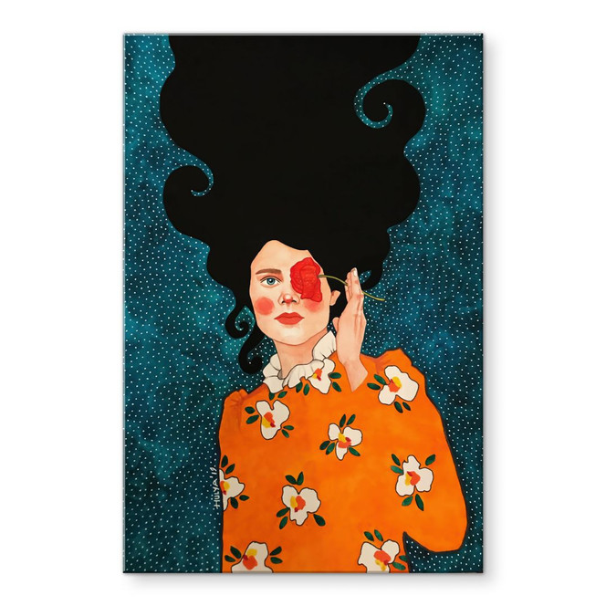 Acrylglasbild Geheimnisvolle Frau mit Rose - Hülya