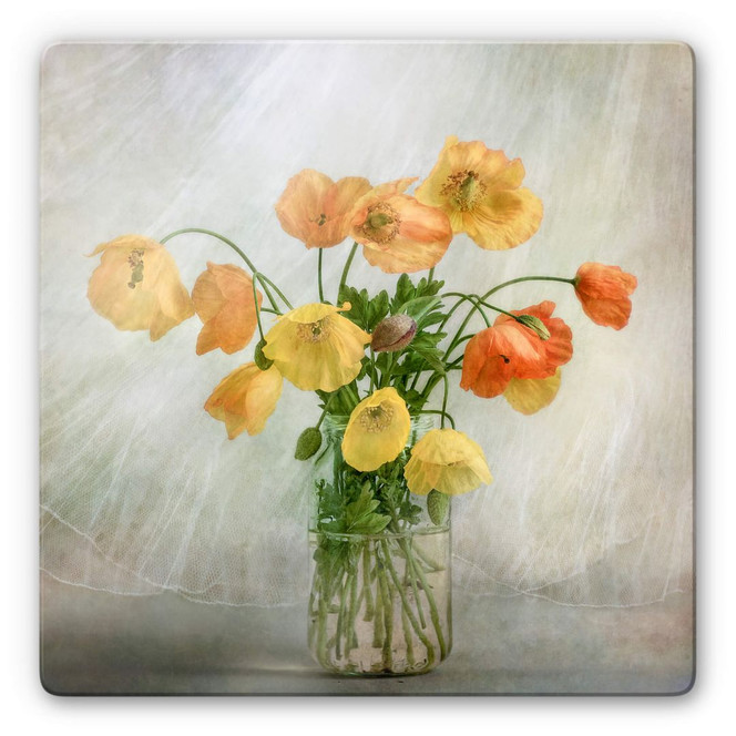 Glasbild Disher - Mohnblumen im Glas