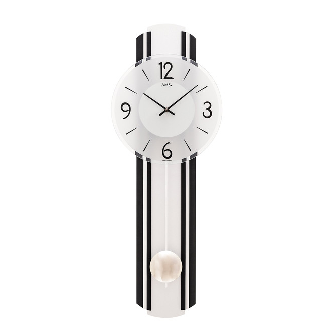Pendelwanduhr Holzgehäuse Schwarz/Silber