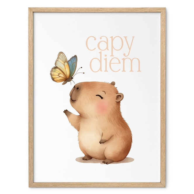 Poster fürs Kinderzimmer - Capybara mit Schmetterling - Capy Diem
