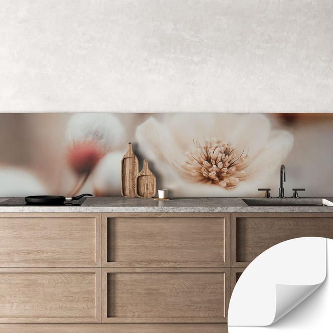 Selbstklebende Küchenrückwand Boho Blüte Soft Beige - Treechild