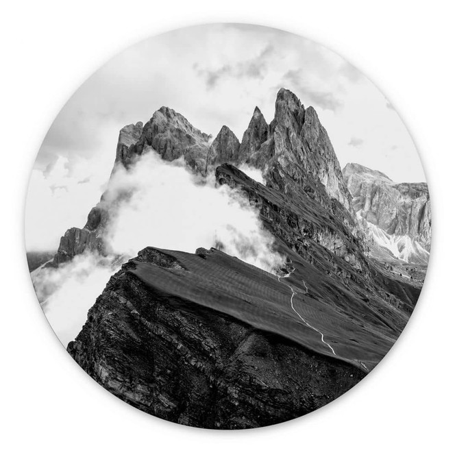 Wandbild Blick auf die Alpen - Berglandschaft der Dolomiten - Alu-Dibond