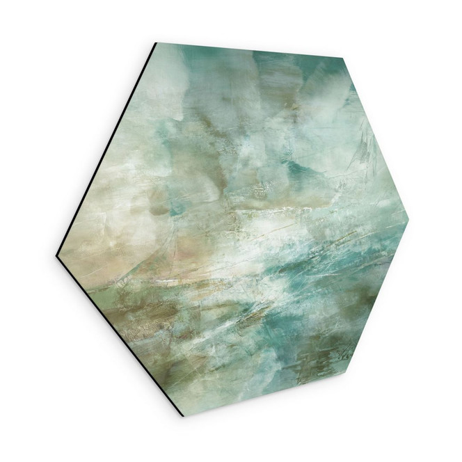Hexagon Wandbild Salbeigrünes Nebellicht - Schmucker - Alu-Dibond