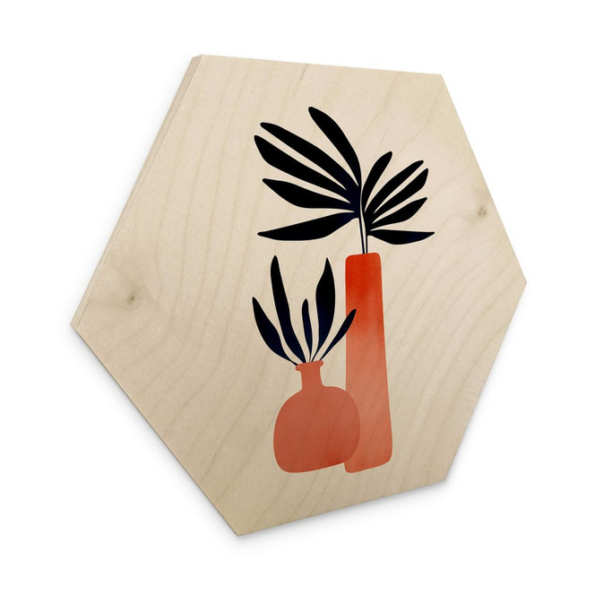 Holzbild Kubistika - Märchenpflanzen - Hexagon