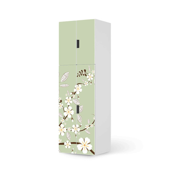 Möbelfolie IKEA Stuva / Malad - 2 grosse Türen und 2 kleine Türen - White Blossoms- Bild 1