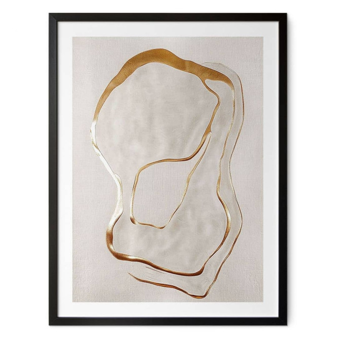 Poster Abstrakte Line Art in Gold und Beige - Alma