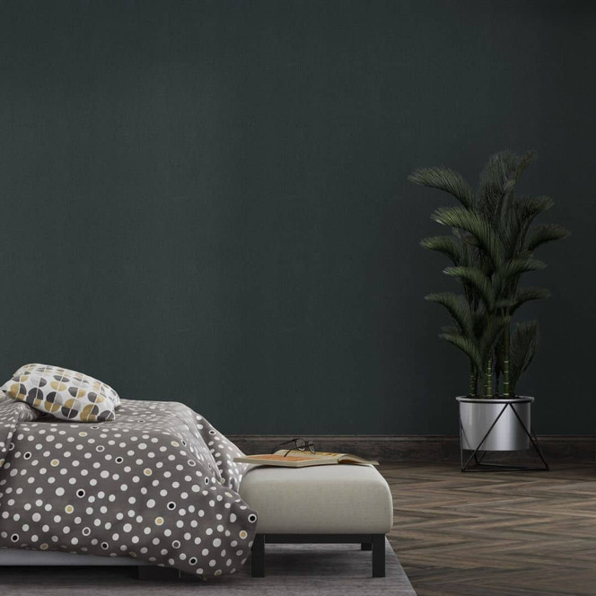 Vliestapete in textiler Struktur schwarz Uni