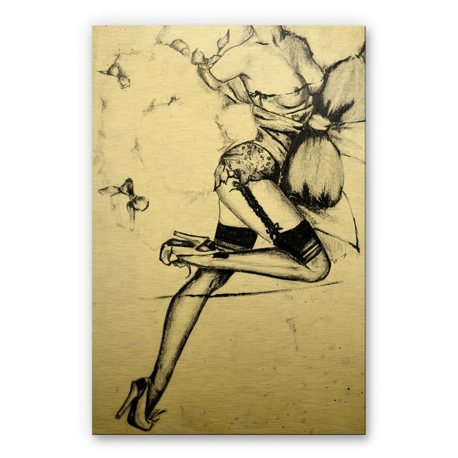 Alu-Dibond-Goldeffekt - Verführerisches Pin-up
