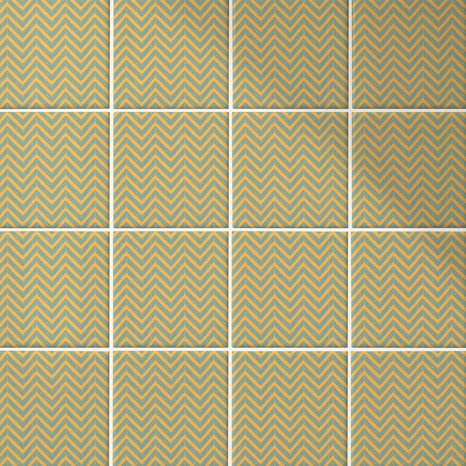 Fliesenaufkleber Boho - Fischgrätenmuster salbei aperol - 12er Set