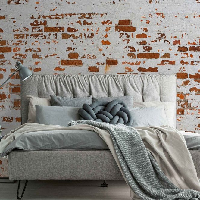 Fototapete Backste IndustrialWall weiss orange - Vliestapete Designwalls 2 - 2.55x3.5 m