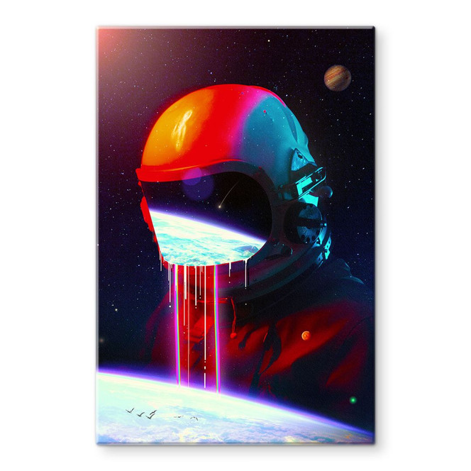 Glasbild Astronaut mit Blick auf die Erde - Nicebleed